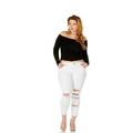 Cover Girl Womens Cropped Ripped Distressed Skinny Jeans Plus Size 20W White Ripped