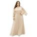 Ever-Pretty Women's Formal Evening Dress V-neck Long Plus Size Bridesmaid Dress for Wedding Guest 06382 Blush US16