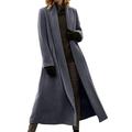 VONDA Women Long Sleeve Solid Winter Woolen Pea Coats Jackets Trench Coats