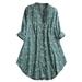 Women Vintage Casual Pocket Blouse Top 3/4 Sleeve V Neck Button T Shirts Ladies Leisure Retro Spring Summer Boyfriends T Shirts Tunic Top Green L(US 10-12)