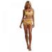 Women Halter Padding Bikini Set with Silk Cover Deep V Neck Sexy Tankini Swimsuits Front Cut Two Piece Bathsuit Yellow S-2XL