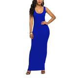 Sexy Sleeveless Bodycon Tank Dress for Women Summer Scoop Neck Solid Color Dress Casual Beach Club Party Long Dress