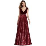 Ever-Pretty Womens Beaded Empire Waist Navy Blue Evening Prom Ball Gown for Women 07840 Burgundy US12