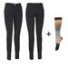 TuffRider Women Starter Lowrise Pull On Breeches with FREE Boot Socks Knee Patch Horse Riding Pants Equestrian Apparel - Black - 34