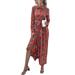 Women Winter Boho Long Sleeve Casual Long Maxi Dress Ladies Floral Print Dress Autumn Casual Loose Button Down Long Dresses Cocktail Party Evening Maxi Long Wrap Dress