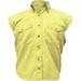 Ladies's Girl Fashion 3XL Size Motorcycle 100% Cotton Yellow Sleeveless Shirt With Snap Down Collar