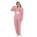 Women Cartoon Long Sleeves Winter Pajamas Sets Cute Cat Loose Sleepwear