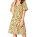 Allegra K Women's Boho Floral Flare Short Sleeves V Neck A Line Dress