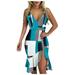 Follure summer dresses Women Summer Sleeveless Printed Casual Beach Party Dress Ruffle Dress