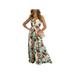FINELOOK Women Dress Boho Sling V-Neck Beach Summer Floral Print Maxi Dress
