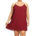 Women's Solid Basic Casual Sleeveless Racerback Slip Plus Size Short Dress Made in USA