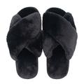 Fason Women Slippers, Plush Fuzzy Upper, Memory Foam Insole Black 40-41
