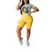 Women 's Casual 2Pcs Sportswear Set Tie Dye Crop Top Shorts Tracksuits Workout Clothes Outfits