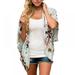 Women's Floral Print Open Front Kimonos Loose Tops Half Sleeve Shawl Chiffon Cardigan Blouses Casual Beachwear Cover Ups