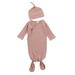 Puloru Baby Ribbed Cloth Sleeping Bag, Solid Color Open Front Bunting with Cap