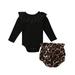 Toddler Baby Kids Girls Black Knitted Romper Bodysuit + Pants Autumn Clothes