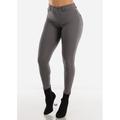 Womens Juniors Cute Dark Grey Skinny Pants - High Waist Stretchy Jegging - Classic Skinny Pants 10924M