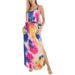 Ladies Gradient Color Summer Beach Sundress Sleeveless Sundress Side Split Long Maxi Dresses for Women Casual Boho Kaftan Cami Tank Dress