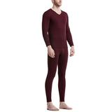 Mens Thermal Pants V-Neck Long John Underwear Winter Warm Base Layer Top & Bottom Men's Thermal Underwear Set Soft Long Johns