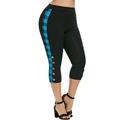 LilyLLL Plus Size Womens Plaid Check Print Sport Stretch Legging Capri Pants