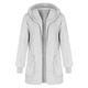 Women's Hooded Placket Jacket With Pocket Winter Fleece Fur Jacket Open Front Hooded Cardigan Coat Outwear Apricot 9XL Size