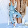 Inkach Womens Casual Off Shoulder Denim Jeans Pocket Sleeveless Jumpsuits Rompers S