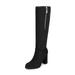 DREAM PAIRS Women Thigh Knee High Chunky Heel Ladies Almond Toe Zip Winter Boots KARA-3 BLACK Size 7.5