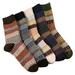 Jocestyle 5 Pairs Vintage Wool Socks Autumn Winter Thicken Warm Soft Print Men Socks