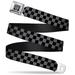 BD Wings Logo Brushed CLOSE-UP Black Silver Seatbelt Belt - Checker Black Seatbelt Belt Standard