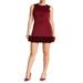 Donna Ricco Ruffle-Hem Sheath Dress (6, Wine)