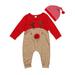 LA HIEBLA Newborn Baby Boys Girls Christmas Infant Romper Bodysuit 2Pcs Outfit Set Hat