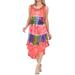 Vintage Boho Summer Rayon Tie Dye Embroidered Casual Midi Sundress for Beach Party Evening Dresses for Women