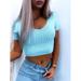 New Women's Summer Solid Color Short T Shirts V Neck Short Sleeve Slim Knitted Top