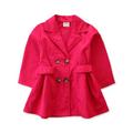 GirlÂ´s Button Lapel Coat Baby Windbreaker Autumn Winter Thick Clothes KidÂ´s Medium Long Jacket