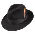 Pinch Crown Crushable Wool Felt Fedora Hat - L - Black