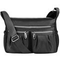 Vbiger Waterproof Nylon Shoulder Bag, Casual Multi Pockets Cross-body Bag Casual Bag Handbag for Women, Black