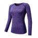 [Big Save!]Women Cozy Quick Dry Tops Compression Base Layer Athletic Long Sleeve T-Shirts Sports For Running Cycling Fitness Yoga Gym Purple M