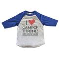 Kids Game Of Thrones 3/4 Sleeves â€œI Love Game Of Thrones Just Like My Daddyâ€� Toddler Baseball Tee Large, Blue