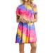 dresses summer dress for women Women's Tie-dye Printed Summer Casual T Shirt Dresses Short Sleeve Swing Dress