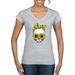 Skull Sunflower Skeleton Bandana Inspirational/Christian Womenâ€™s Standard V-Neck Tee, Heather Grey, X-Large