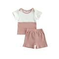 Ma&Baby Baby Girls 2-piece Outfit Set Short Sleeve Patchwork Tops Shorts Set
