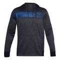 Under Armour Men's Armour Fleece Bar Logo Pullover Hoodie Black Heather/Blue 2XL