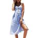 Women Dresses Summer Casual Beach Sundress Spaghetti Strap Floral Button Down Swing Midi Dress with Pockets