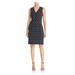 LE GALI Womens Black Printed Sleeveless V Neck Above The Knee Sheath Wear To Work Dress Size 0