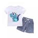 Baby Boys Summer Two-pices Suit Cartoon Dinosaur Print T-shirt Summer Children Baby Boys Casual Short Sleeve Tops+Striped Shorts Costume Set