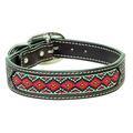 Beaded Basket Weave Dog Collar, 1" by 25", Dog collar is constructed from Dark Brown oiled leather with basket weave tooling By Weaver Leather