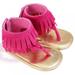 Infant Baby Girls Tassel Sandal Summer Shoes Anti-slip Newborn Prewalker 0-18 Monthsï¼ŒRose Red