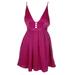 Free People Womens Pink Spaghetti Strap Plunging Neck Pleated A-Line Dress 0