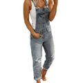 Sexy Dance Women Denim Dungarees Jumpsuit Ladies Distressed Ripped Pocket Jeans Overalls Bib Pants Casual Slim Fit Strap Rompers