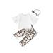 Toddler Baby Girls Clothes Summer Ruffle Top T Shirt Leopard Long Pants Outfit Set 3pcs Clothes Set